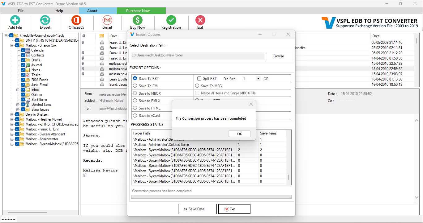 Convert EDB to PST File Process