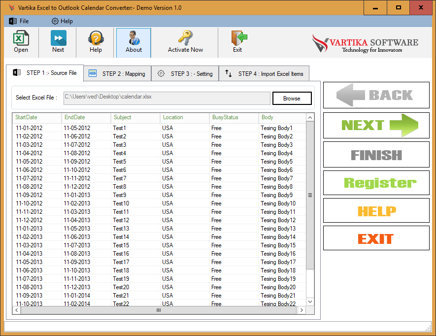 Excel or CSV File Data Preview