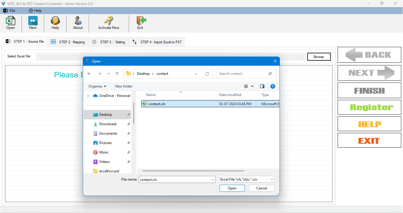 Browse Excel File