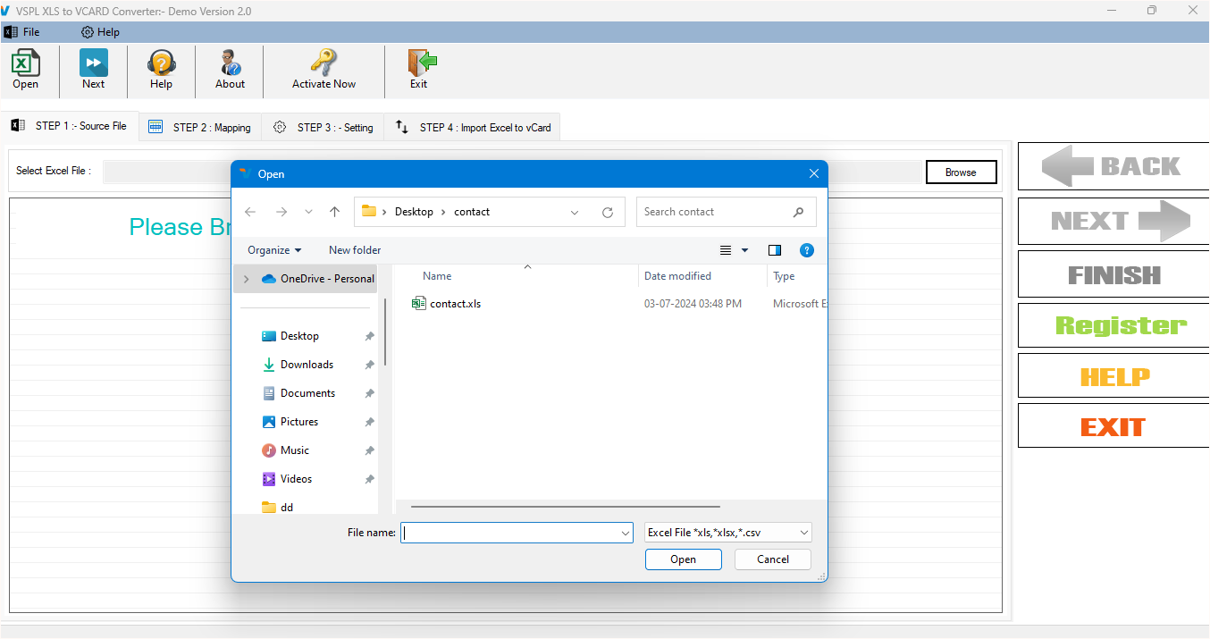 Browse Excel File