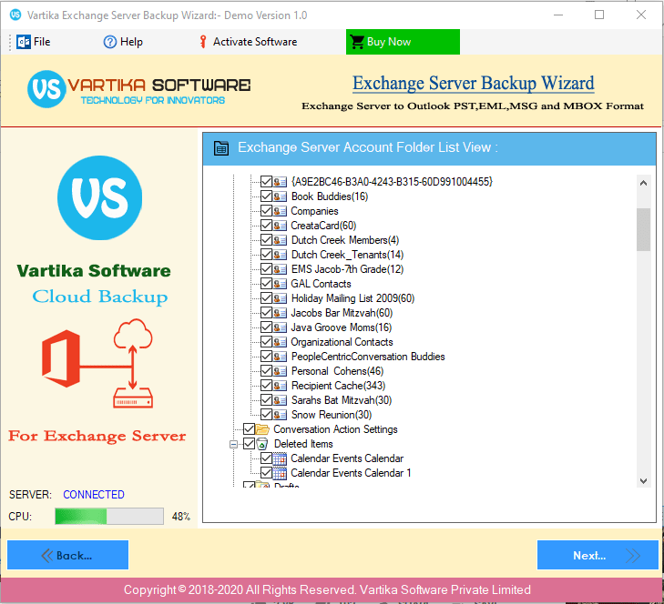 Loading Exchange Server Account Folder Details