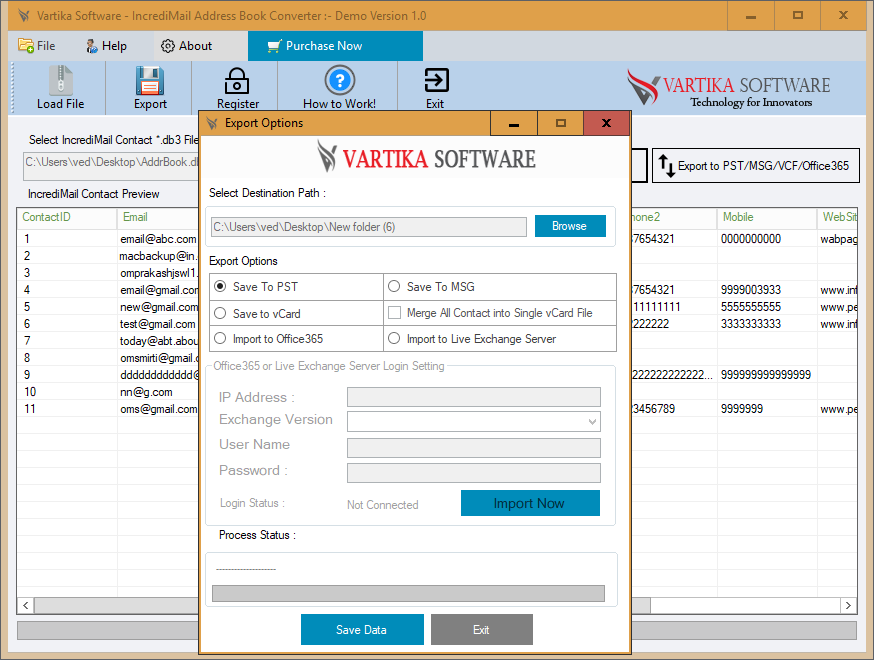 Export IncrediMail Contact Items