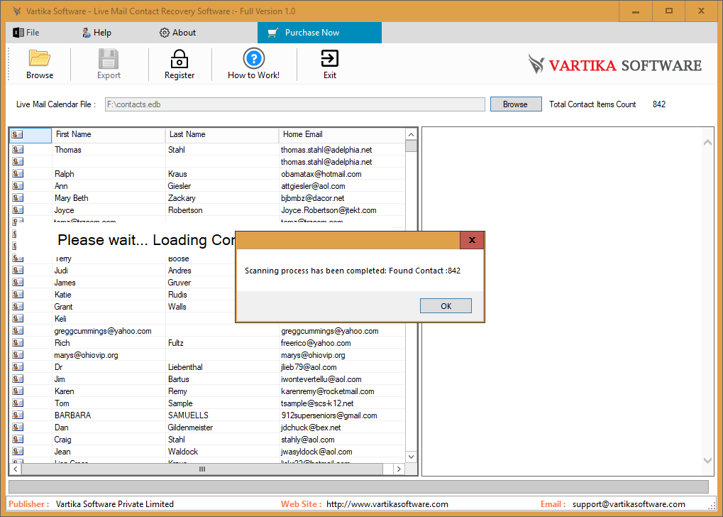 Scanning Live Mail Contact file and Rebuild Live Mail Contact List