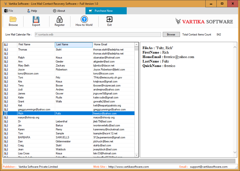 Windows Live Mail Contact Recovery screenshot Windows Live Mail Contact Recovery screenshot