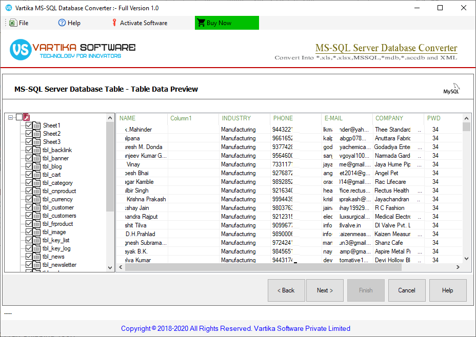 MSSQL Database Converter screenshot