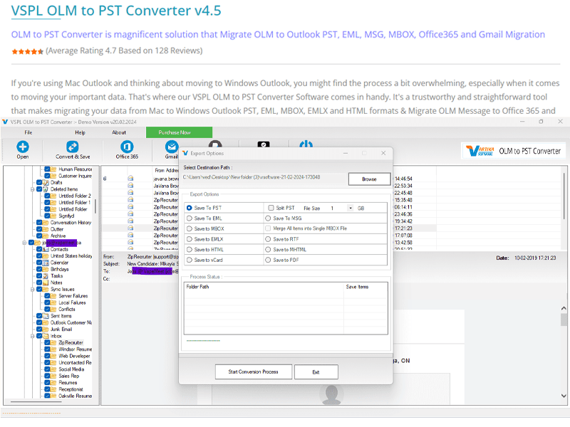 Vartika OLM to PST Converter Software 02.01.0.19 full