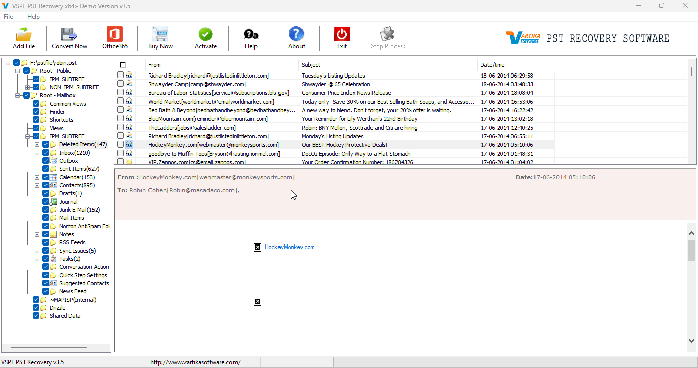 Vartika Outlook PST Recovery Software