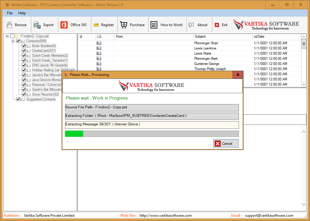 Vartika PST Contact Converter screenshot