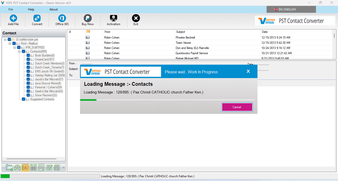 Vartika PST Contact Converter screenshot