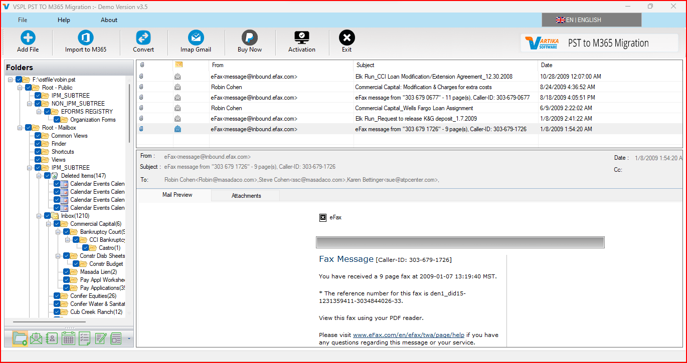 Vartika PST to Office 365 Converter screenshot