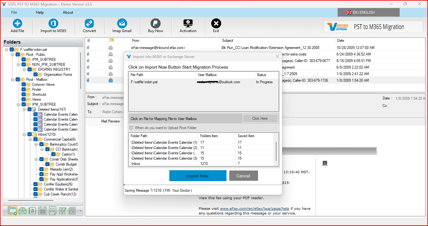 Migrate OST File Items into Office365 or Live Exchange Server Account