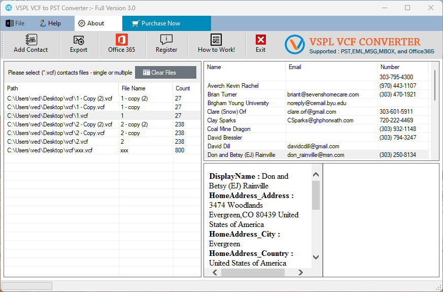 Loading vcard file and Rebuild vcard contact List