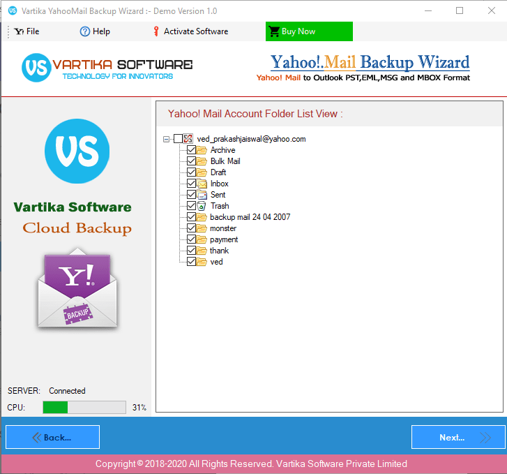 Loading Yahoo Account Folder Details