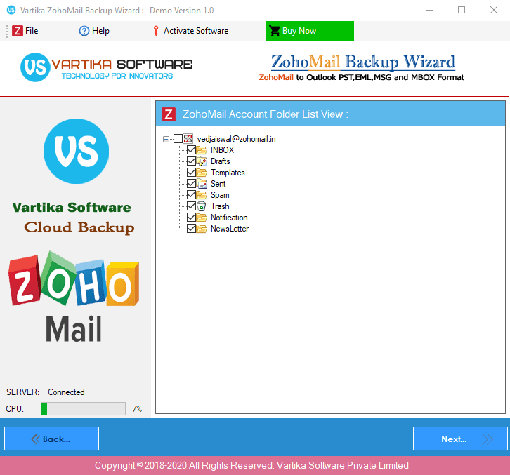 Loading Zoho Account Folder Details