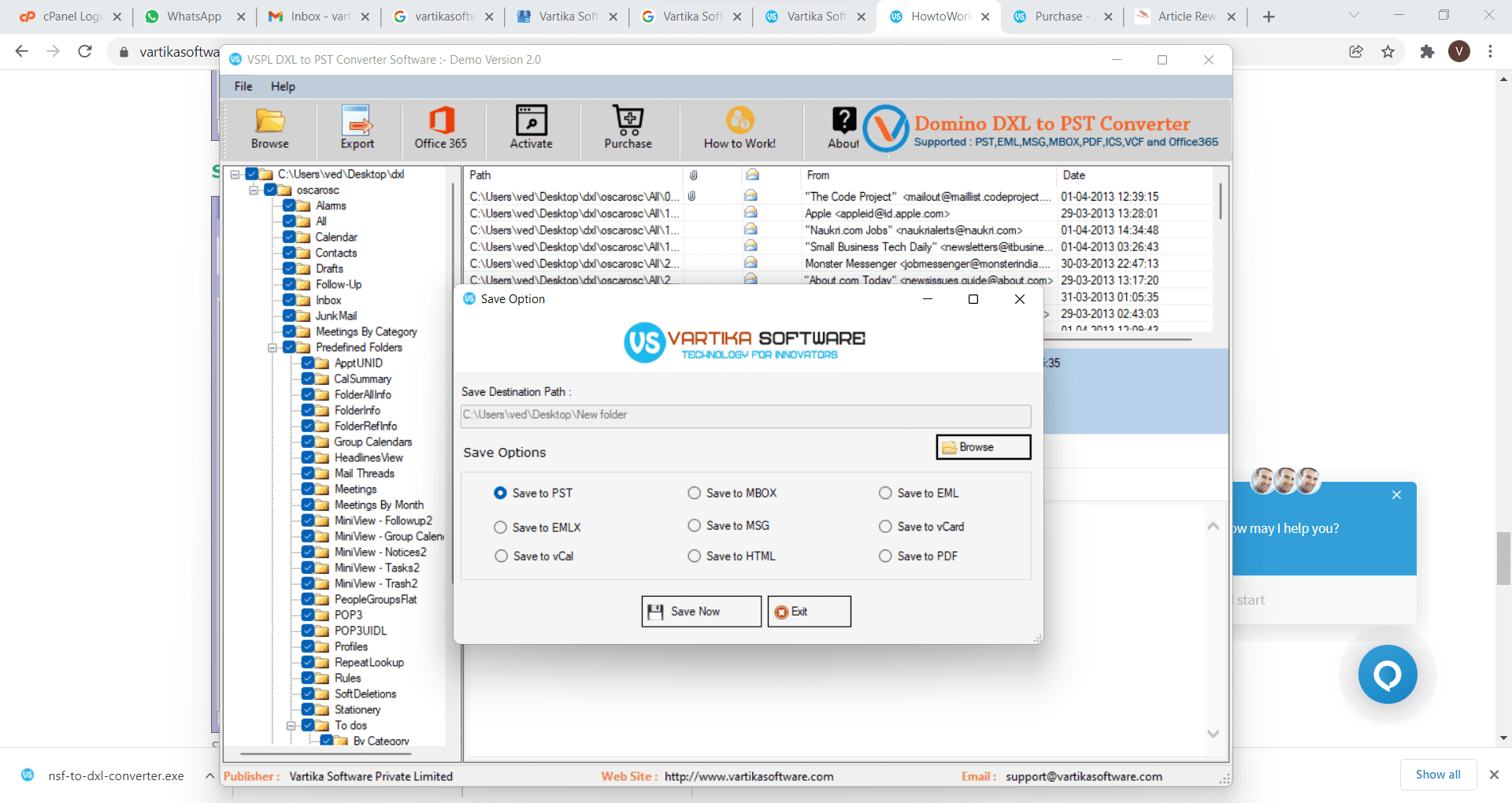 DXL file Export Options