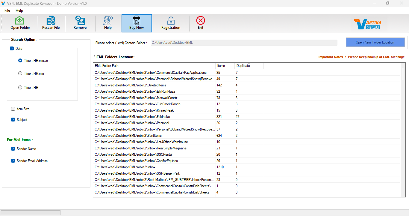 Showing Duplicate Items