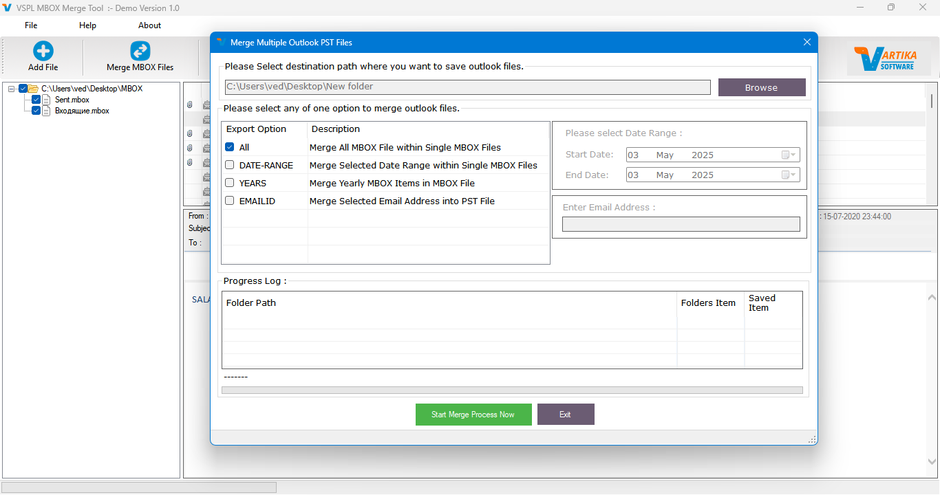 Merge Option - Select Destination Path