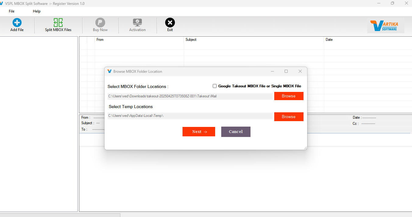 Select MBOX File or MBOX Contain Folders