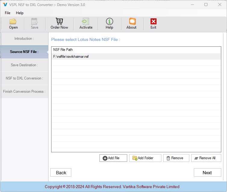 Select Lotus Notes NSF File