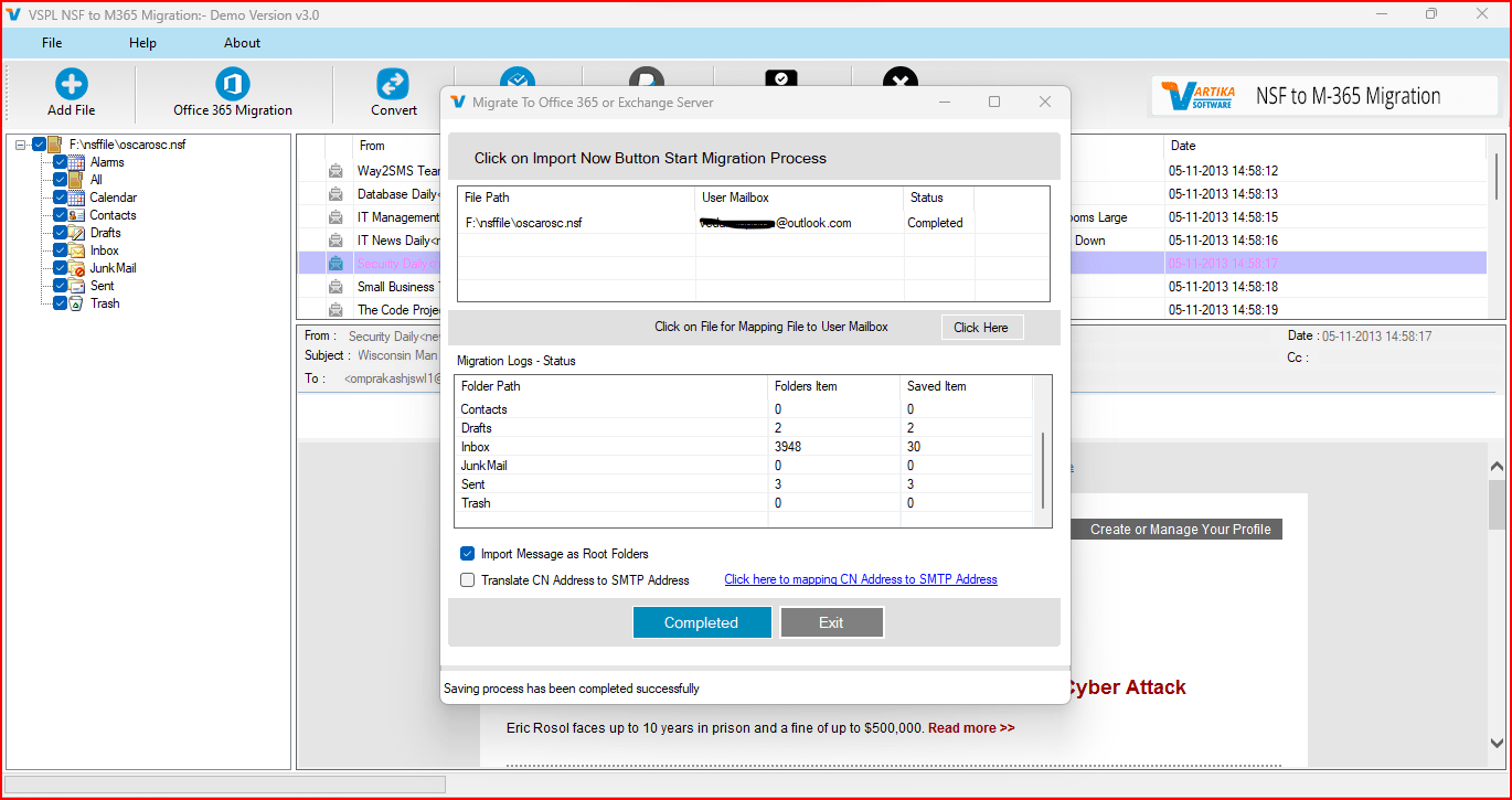 Export NSF Items into PST/EML/MSG/Office365 and HTML