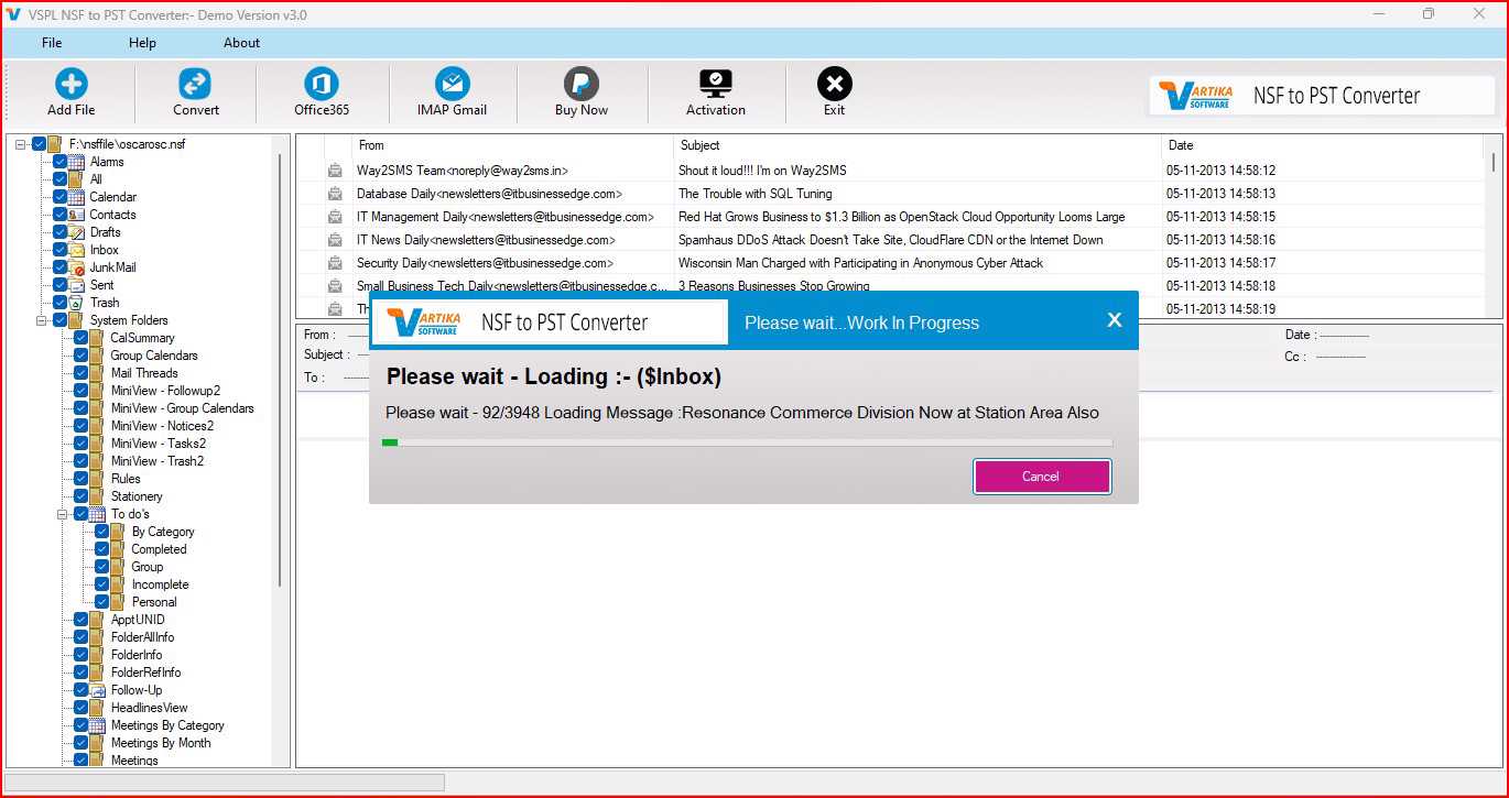 Start NSF File Scanning Process