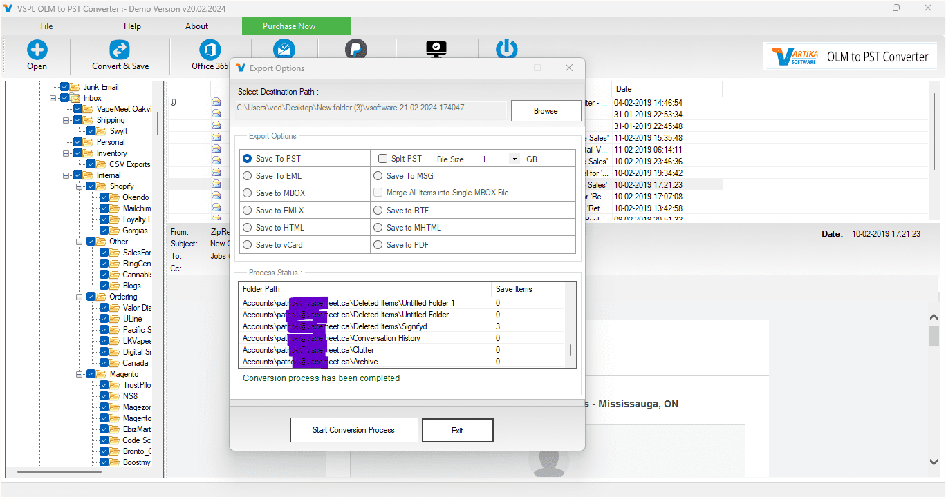 Select Destination Path