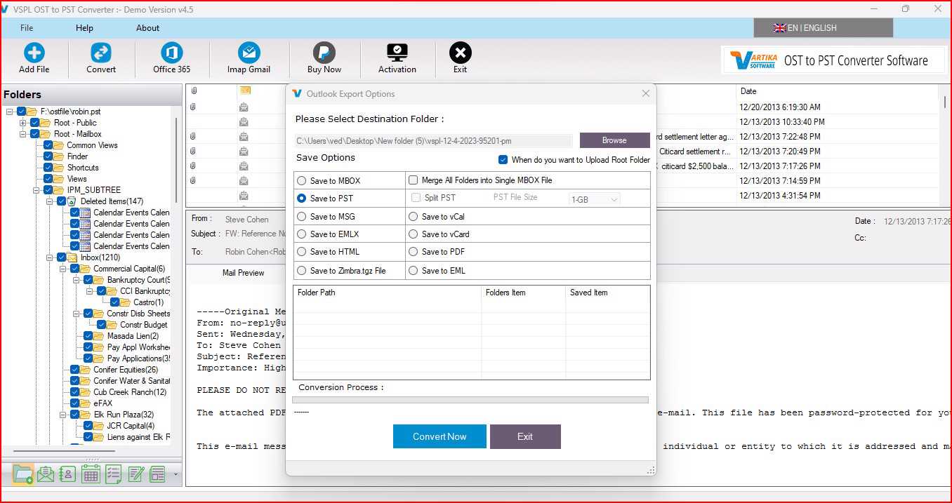 Migrate OST to PST : Preview of Message Informations