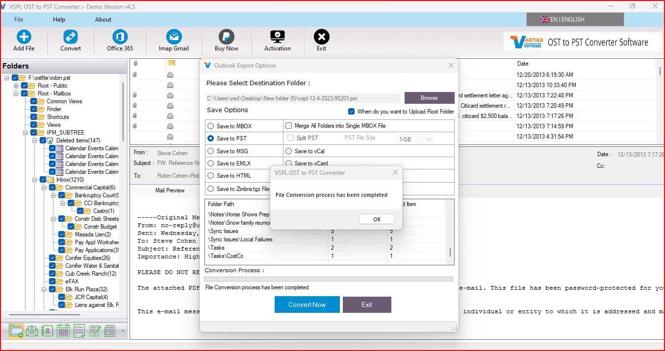 Running Message Saving Process