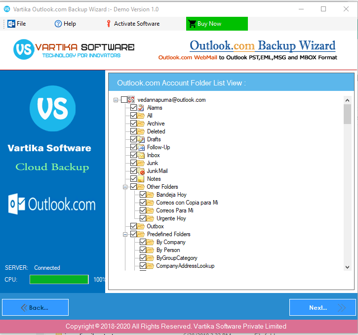 Loading Outlook.Com Account Folder Details