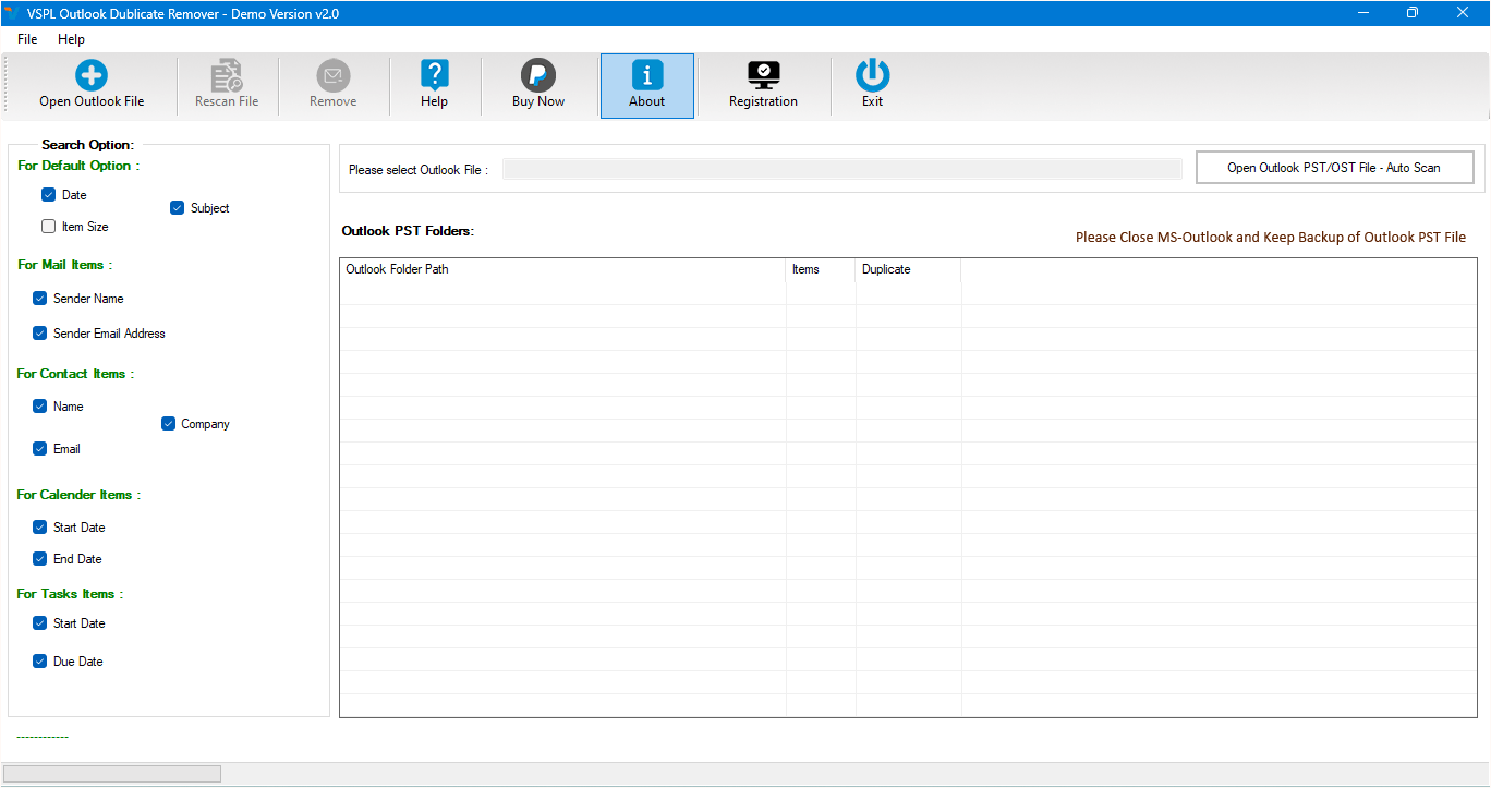 First Impression of Outlook Duplicate Remover for Windows