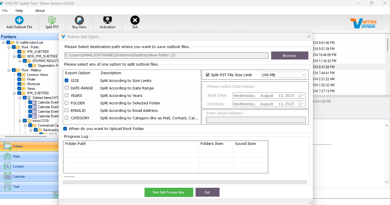 Select Split Options