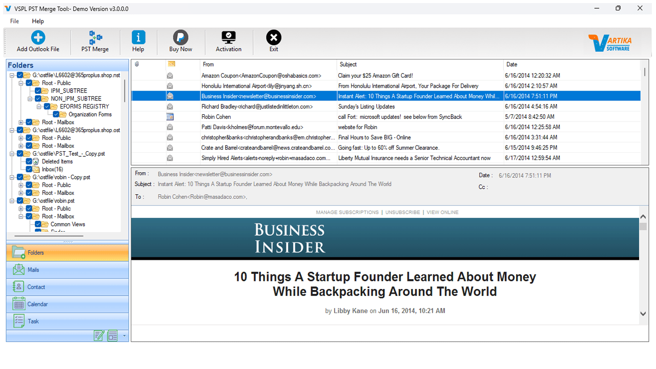 Check Message Preview of Outlook PST Files