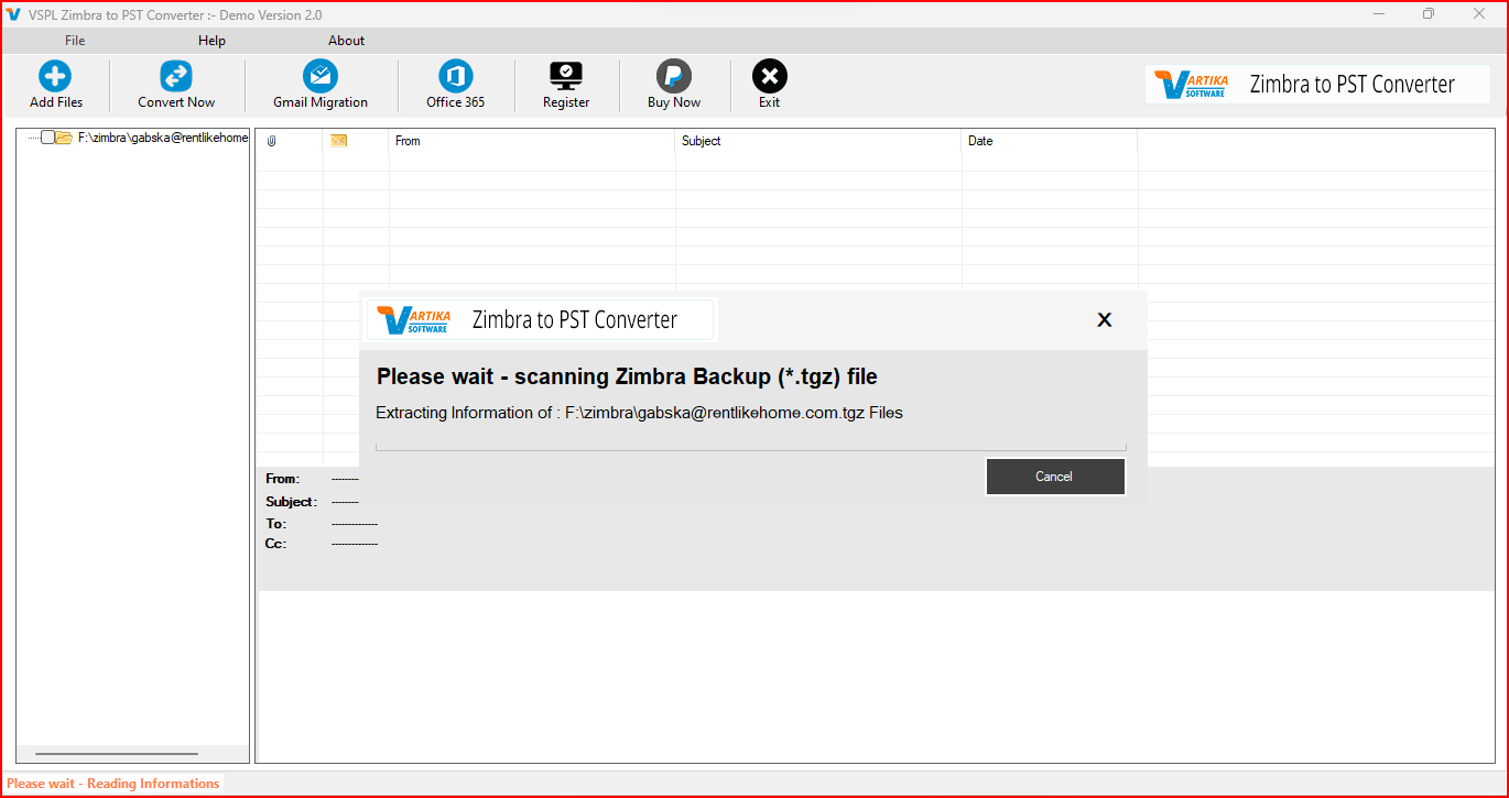 Scanning Zimbra File and Folder View: