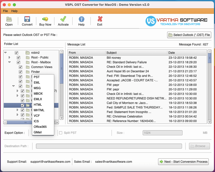 Click On Export Options and Select Saving Format : PST/EML/MSG/MBOX/Gmail and Office 365